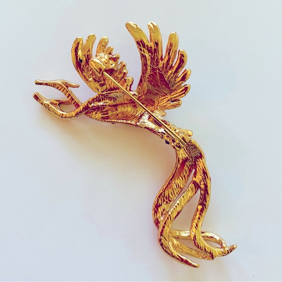 Ladies Rhinestone Phoenix Brooch - Picture 2 of 2